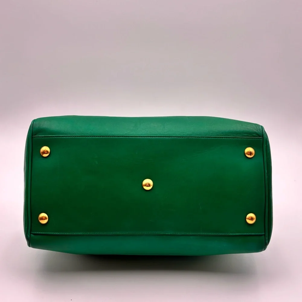 Saint Laurent Green Leather Duffle Top Handle Bag Gold Hardware - Picture 9 of 9